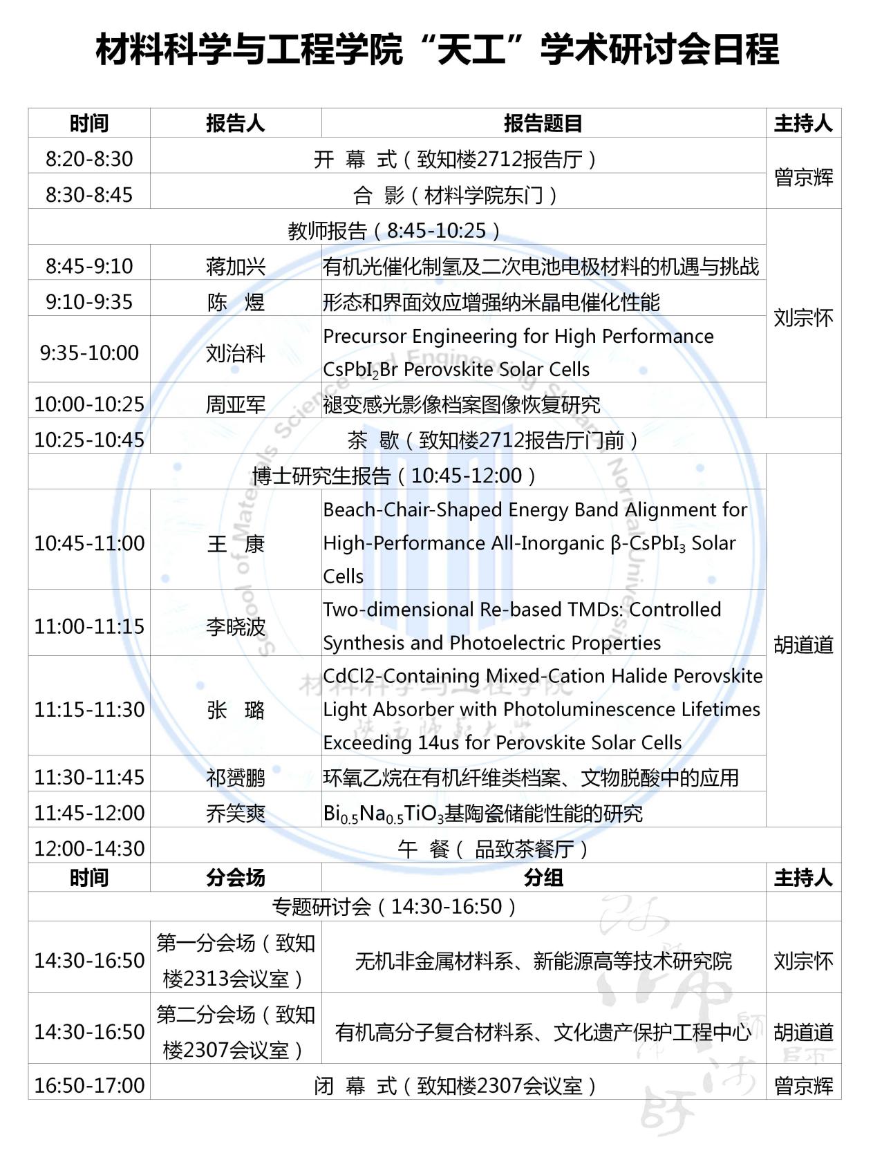 材料科學與工程學院2019年度“天工”學術研討會日程1